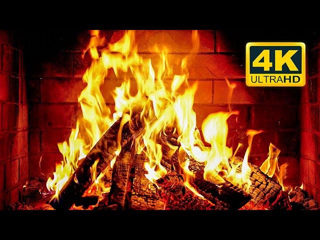  Cozy Fireplace 4K (12 HOURS). Fireplace with Crackling Fire Sounds. Crackling Fireplace 4K