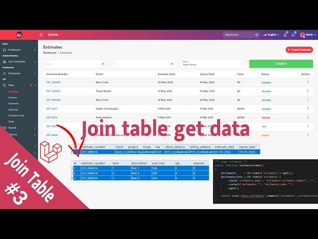 Join two table and display data in laravel 9 | HR Estimate