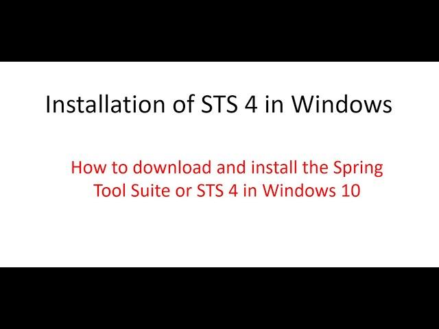 14 – Spring boot - download and install STS 4 in windows 10