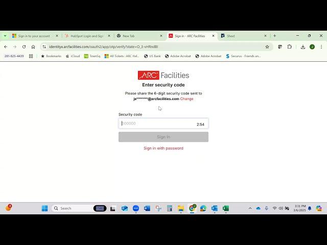Logging into ARC Facilities with 6-Digit Security Code