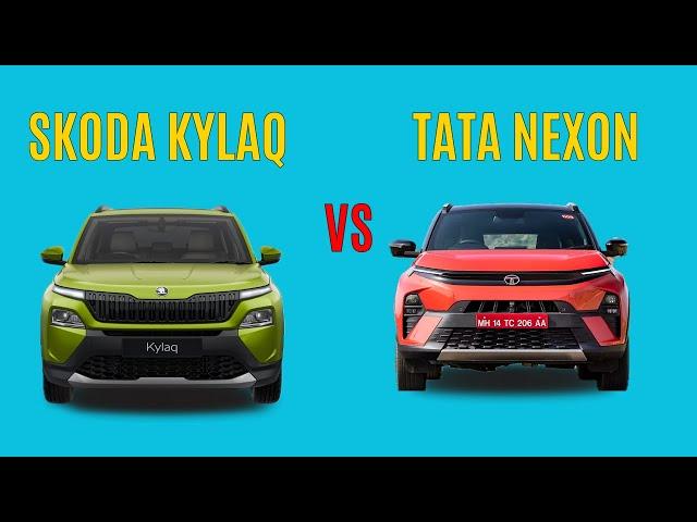 Skoda Kylaq vs Tata Nexon Comparison Review | Design, Features, Performance, & More! #skoda #tata