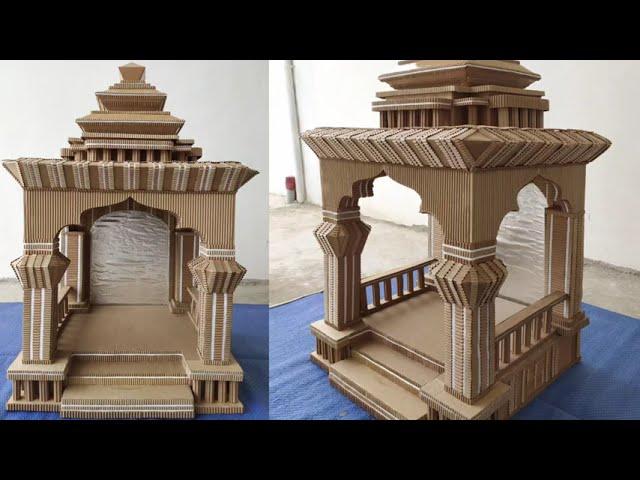 Ecofrindly ganesh decoration idea / Ganpati temple making by using cardboard / how to make Makhar