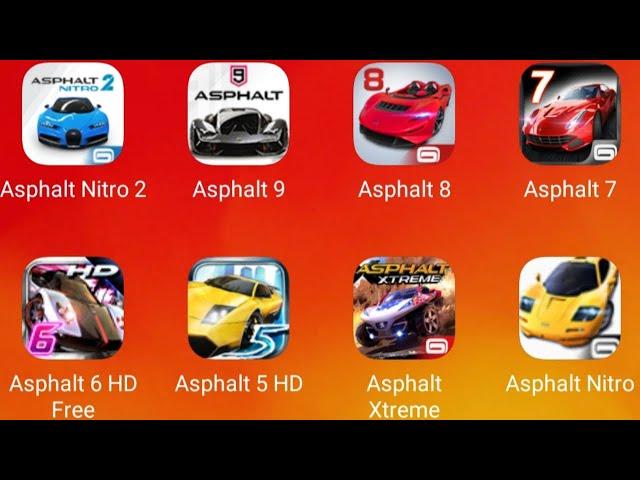 Asphalt Nitro 2,Asphalt 9,Asphalt 8,Asphalt 7,Asphalt 6,Asphalt 5,Asphalt Xtreme,Asphalt Nitro