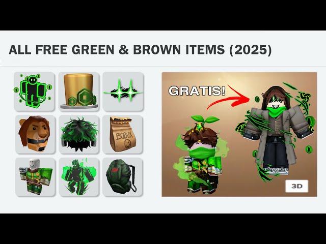 GET 50+ GREEN AND BROWN FREE ITEMS & ROBUX! (ACTUALLY ALL STILL WORKS)