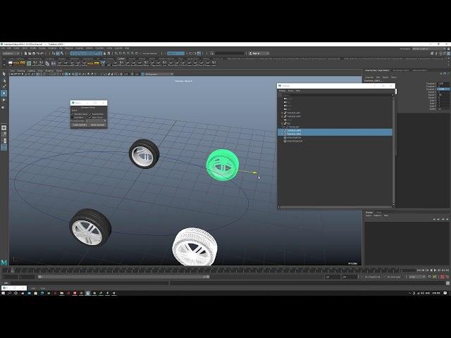 Easy Auto Wheel Rotate with script Maya tutorial