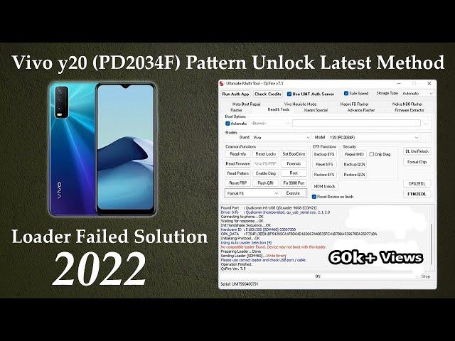 Vivo Y20 Pattern Unlock New Method Loader Not Working Solution UMT 2022