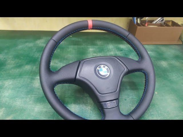 Перетяжка руля Bmw E34 E36 своими руками экокожа.(Do-it-yourself Bmw E34 E36 steering wheel wrap)