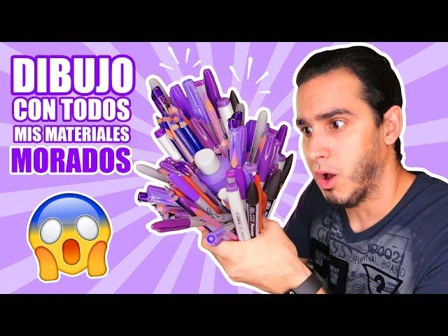 DIBUJO CON TODOS MIS MATERIALES DE COLOR MORADO !! Marcadores, Lapices, Acuarelas, etc HaroldArtist