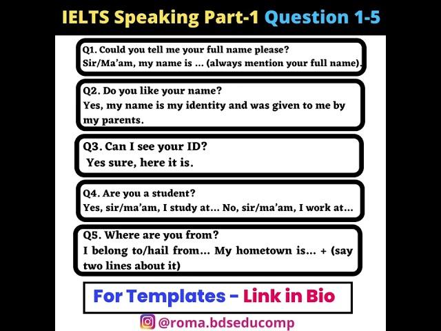 IELTS SPEAKING PART 1 Questions