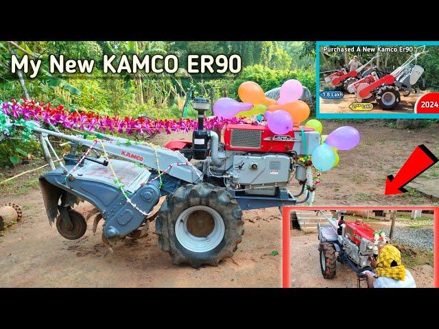 My New KAMCO ER90 Power Tiller Pooja Before Start Puddling Work || Buying a new power tiller in 2024