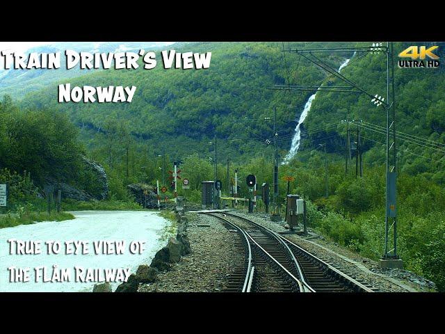 4K CAB VIEW: True to eye view of the Flåm Railway (Myrdal - Flåm)