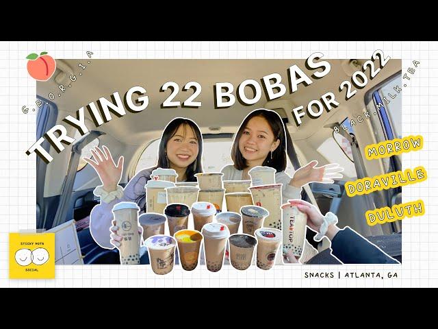 Trying 22 Bobas for 2022 in Atlanta, Georgia | Sticky Note Snacks 01