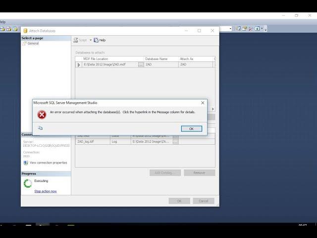 ‫حل مشكلة الاتاتش للداتا بيز في السكوال سيرفر | an error occurred when attaching the databases
