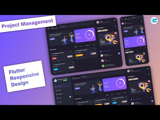 Responsive Dashboard Project Management - Part 2 (Mobile) - Flutter Design