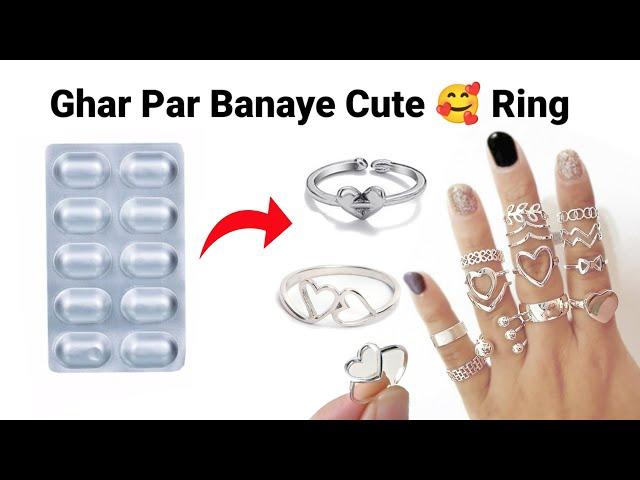 DIY Homemade cute love rings | How to make ring at home | Best safety pin rings🩷 #ring #diy #love