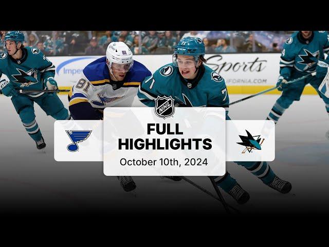 Blues at Sharks | October 10, 2024 | NHL Full Game Highlights