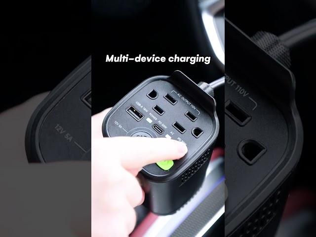 Ditch the Wall Outlet! Charge Laptops, Phones & More in Your Car with This! #shorts #inverter