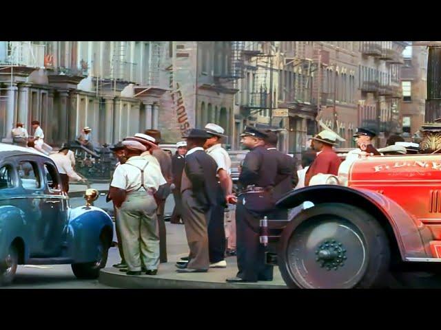 Harlem, New York 1930s in color, [60fps, Remastered] w/sound design added