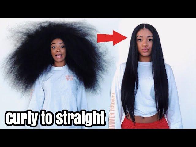 Curly to Straight Hair - NO Frizz (NEW 2018) | jasmeannnn
