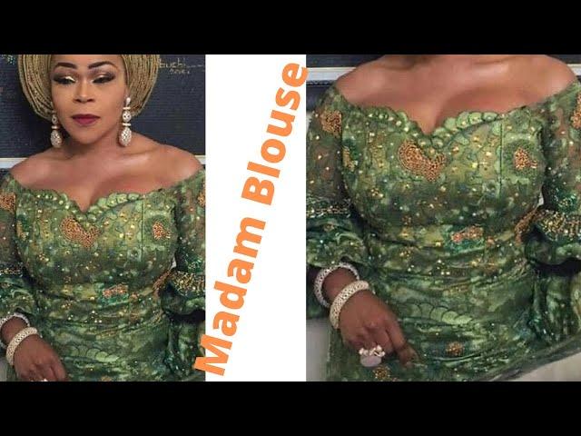 How to cut an off shoulder straight bustier madam blouse/Igbo blouse step by step detailed.....