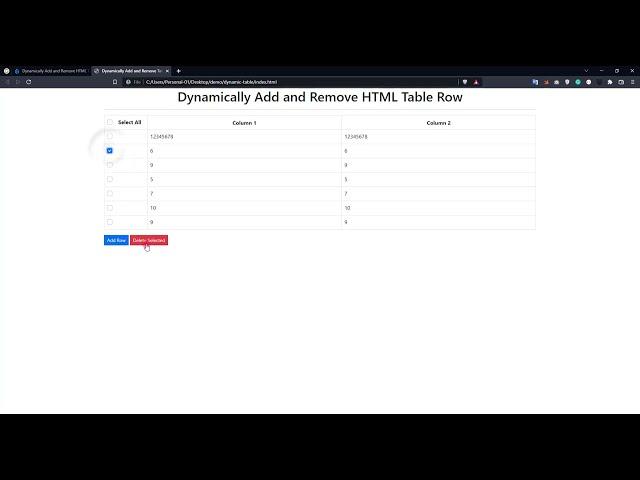 Dynamically Add and Remove HTML Table Rows using jQuery Demo