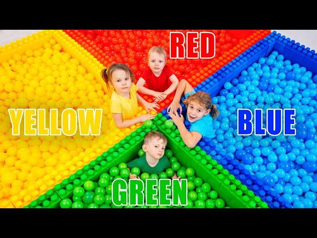 Five Kids Find the children in the colored balls + more Children's Songs and Videos