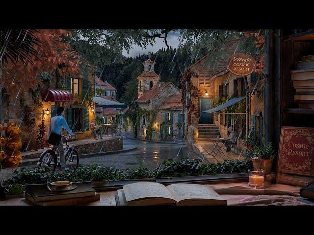 Italian Village Evening Rain Ambience with Distant Thunder Sounds for Focus, Study, and Relaxation