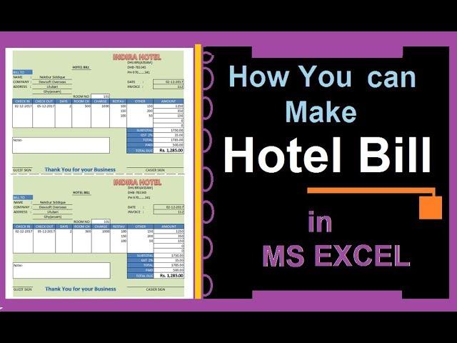 Create Hotel Bill Receipt Excel 2007 | simple & Easy Process