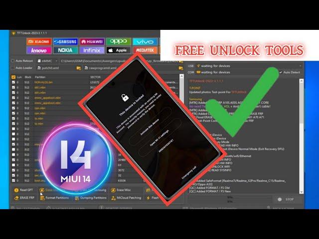 Xiaomi mi account remove  mi account Unlock Tool Free MIUI 14 || TFT Unlock Tool#tft
