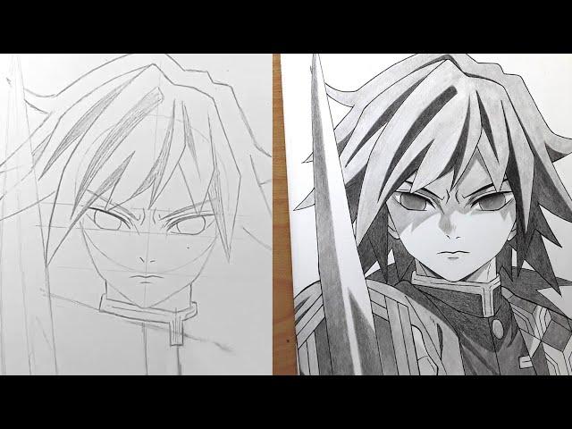 How to Draw GIYUU TOMIOKA [ Kimetsu no Yaiba ] - cara gambar anime