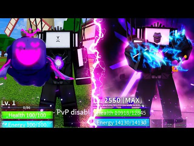 BEATING BLOX FRUITS AS TITAN TV MAN ! | LV. 1 TO MAX LEVEL | AWAKEN V4 RACE CYBORG