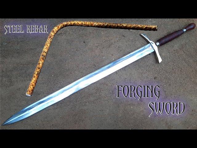 sword making | Forging a SWORD out of Rusted Iron REBAR | how to make a sword   ️️