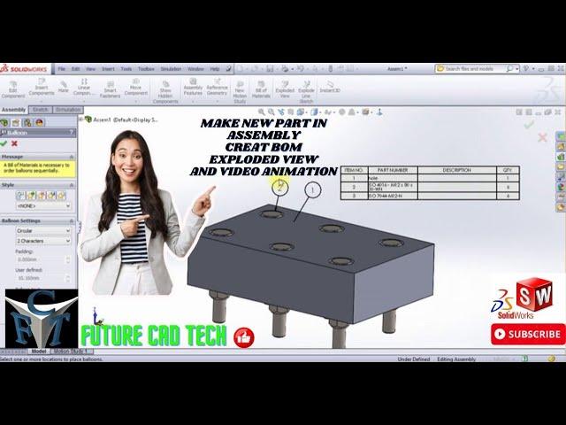 Making | New | Part In #Assembly with Creat #BOM & #Exploded View With Animation Video In Solidworks