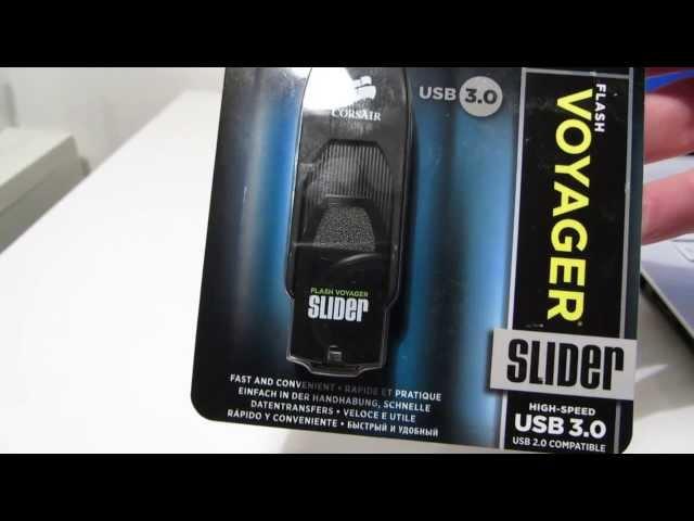 Corsair Flash Voyager Slider USB 3.0 Drive Speed Test / Review / Unboxing