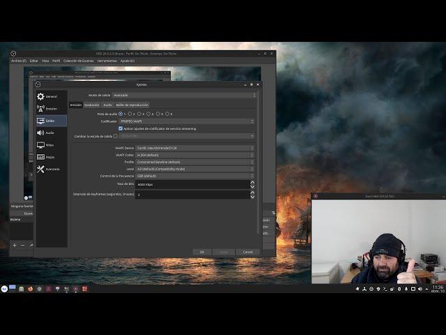 Probando Streaming (Twitch Youtube) en OBS Studio (1080p a 60 FPS en Manjaro usando la GPU vía VAAPI