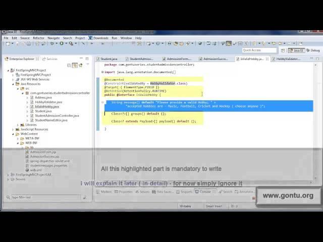 Spring MVC Tutorials 21 - Form Validations 05 ( writing a custom Form Validation annotation )