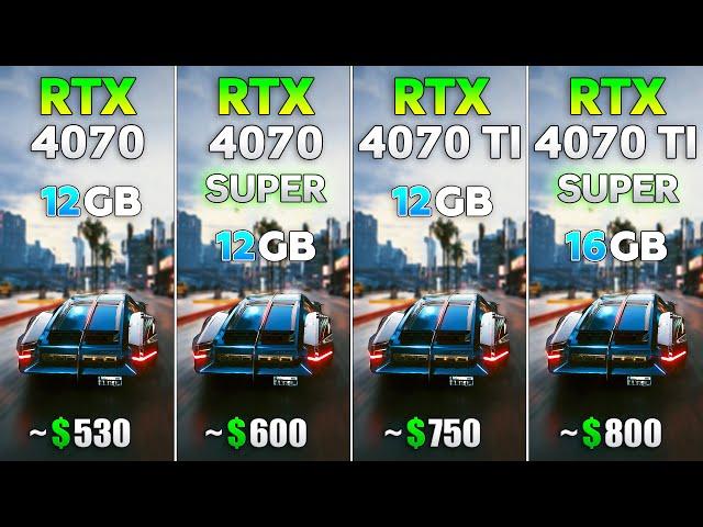 RTX 4070 vs RTX 4070 SUPER vs RTX 4070 Ti vs RTX 4070 Ti SUPER - Test in 8 Games