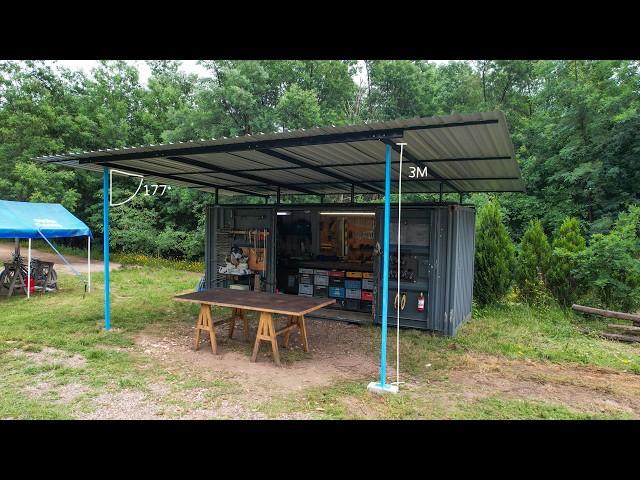 #113 Our workspace container needs a roof, we built one + repairing the shower