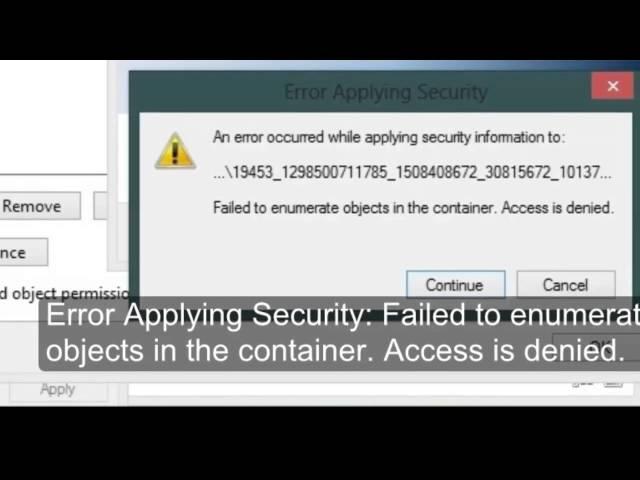 Failed to enumerate objects in the container. Access is denied Windows 8