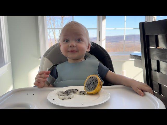 Baby Alexander with delicious dragon fruit …