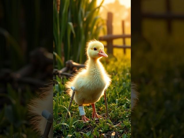 A disabled duckling helps his cat friend  #DuckRescue #CuteAnimals #AnimalRescue