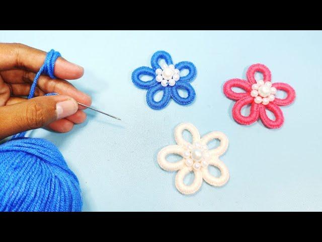 Woolen Flower Making Easy - Wool Flower Using Finger - DIY Flower Pins