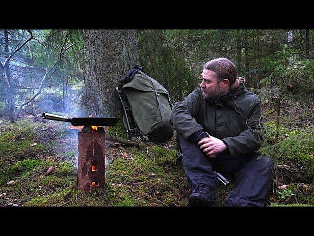 Bushcraft Trip - Wooden Rocket Stove Without Drilling - Traditional Swedish Woodsman Cooking