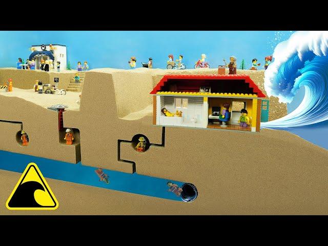 Sucked into Lego City Sewers - Tsunami Dam Breach Experiment