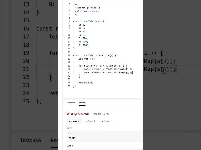 Задача на Leetcode. Перевод римских чисел в арабские на JavaScript