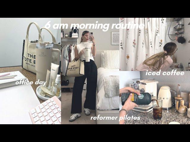 6 am morning routine + day in my life ️ office day, healthy habits, productivity & pilates!