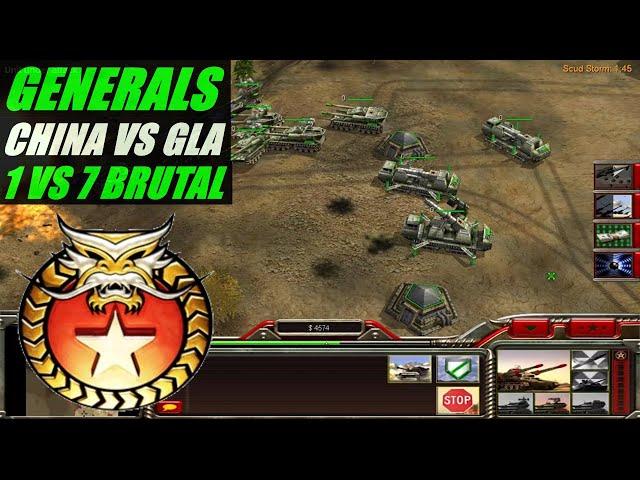 C&C Generals _1 VS 7 Brutal Armies( 1 China vs 7 GLA)