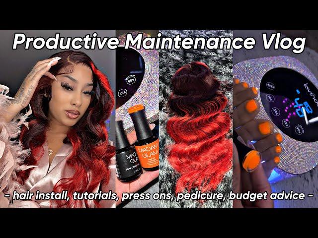 A VERY PRODUCTIVE MAINTENANCE VLOG *hair install, pedicure, tutorials, + more* BADDIE ON A BUDGET!