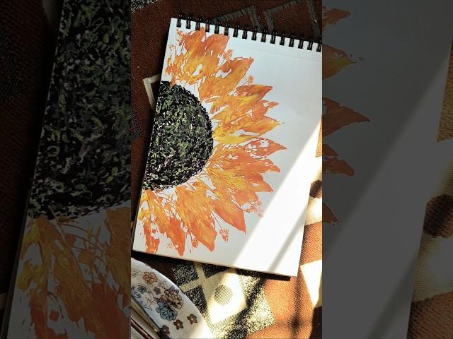 Sunflower Painting with leaf  | #shorts #acrylicpainting #art #creative