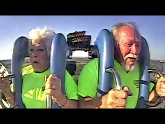 Senior Couple Has HILARIOUS Reaction To First Slingshot Ride